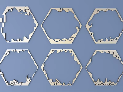 Ornate Decorative Carved Frames with Hollow Out Designs and Various Shapes for Home Decor 3d model