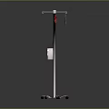 Medical IV Stand Equipment With Red Fluid Bag And Control Panel
