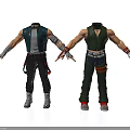 Two Male 3D Character Models in Different Costumes with Open Arms
