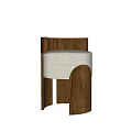 Modern Accent Chair with Walnut Wood Frame Beige Plush Cushion and Contemporary Design