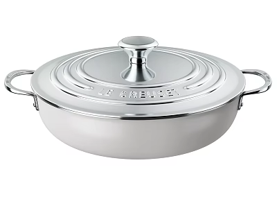 Premium Le Creuset Stainless Steel Covered Cookware With Dual Handles And Lid 3d model