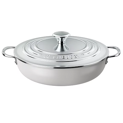Premium Le Creuset Stainless Steel Covered Cookware With Dual Handles And Lid 3d model