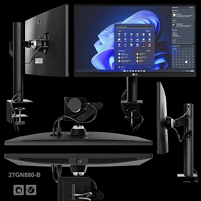 Ergonomic 27 Inch Computer Monitor Design With Adjustable Stand Arm And Stable Base 3d model