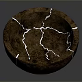 Circular Brown Sculpture Carving With Cracked Texture And White Edge Lines 3d model