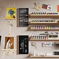 Artistic Studio Setup With Easels Canvases Paints Brushes and Musical Instruments