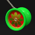 Vibrant Green Yoyo With Red And Yellow Patterned Design And Gold Center