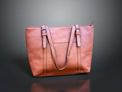 Pink Leather Tote Handbag With Double Handles And Classic Stitching Design 3d model