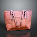 Pink Leather Tote Handbag With Double Handles And Classic Stitching Design