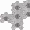Modern Hexagonal Gray Floor Tiles With Intricate Patterned Design 3d model