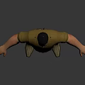 3D Male Character Model In Brown Work Uniform With Belt Standing On Dark Background