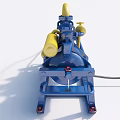 Industrial Pump Equipment With Blue Frame Yellow Pipes And Steel Base Structure For Industrial Use