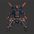Smart Robot With Blue And Red Mechanical Design Armored Body And Multiple Legs