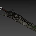 Game Movie Character Wielding Glowing Green Magic Sword With Intricate Hilt And Luminous Accents