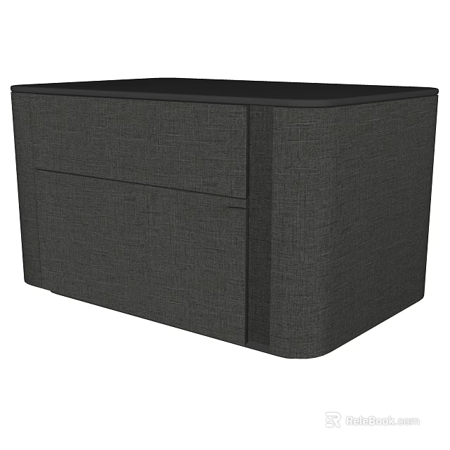 Modern Gray Bedside Table With Textured Surface And Single Drawer 3d model 