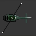 Detailed Green Helicopter with White Stripes and Rotor Blades on