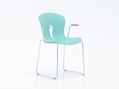 Light Green Leisure Chair with Silver Metal Frame and Modern Armrest Design 3d model