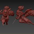 Modern game character fox fox warrior 3d model