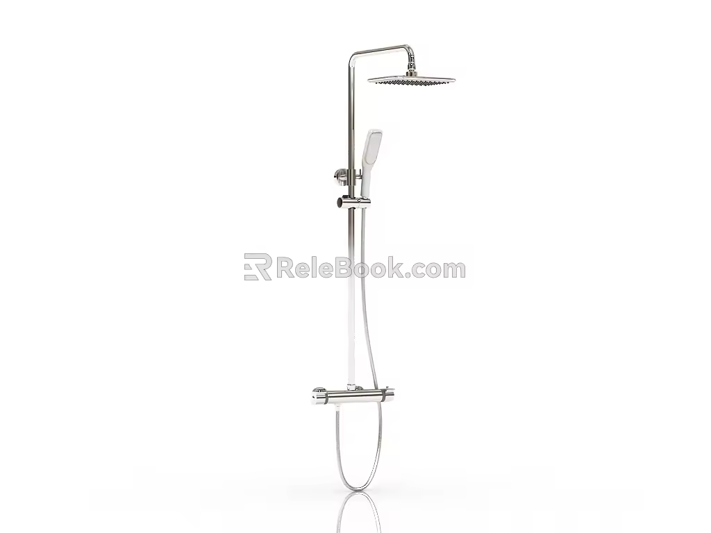 Modern shower with large shower 3d model