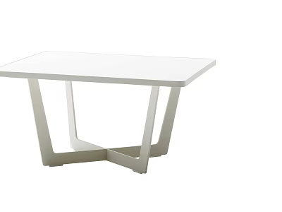 Modern White Square Dining Table With Crossed Metal Legs Design 3d model