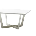 Modern White Square Dining Table With Crossed Metal Legs Design