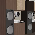 Modern Balcony Cabinet Design With Washing Machine Dryer Countertop And Storage