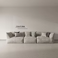 POLIFORM Beige Sectional Sofa with Decorative Cushions in Modern Minimalist Interior