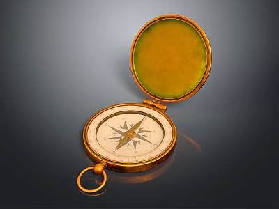 Golden Compass Decorative Ornament With Vintage Design For Tabletop Home Decor Piece 3d model