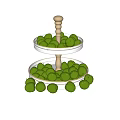 Fresh Green Fruits On Two Tiered White Tray With Golden Stand