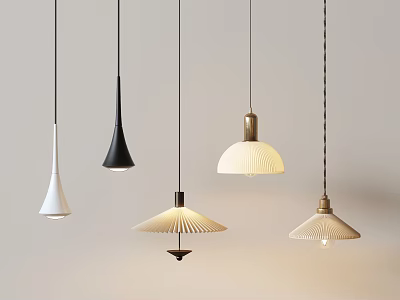 Stylish Modern Pendant Lights In Various Design Styles For Interior Decoration 3d model