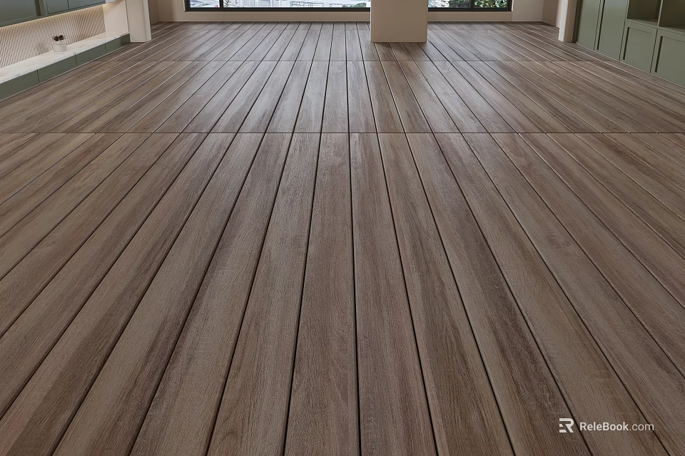 Natural Wood Hardwood Flooring In Spacious Interior 3d model 