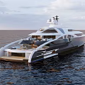 Luxury Modern Yacht With Sleek Exterior Design Floating On Calm Water