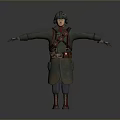 Man In Green Coat With Helmet And Backpack Arms Outstretched 3d model