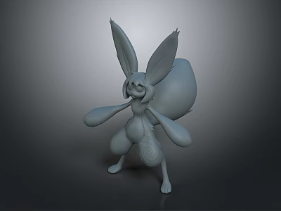 3D Fantasy Creature Character Design With Large Ears Round Tail And Standing Pose 3d model