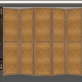 Wooden Five Panel Room Divider With Textured Surface For Indoor Home Decor 3d model