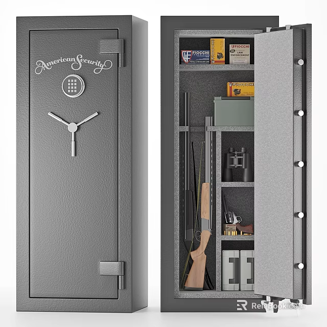 Decorative Items Combination in Safe Interior with Firearm Document and Storage Contents 3d model