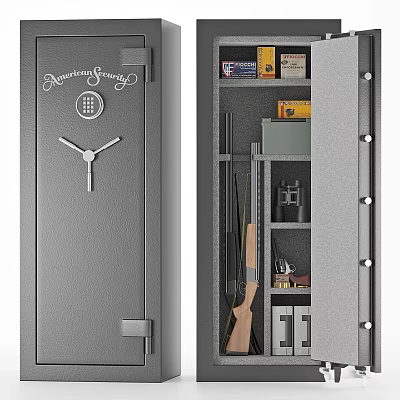 Decorative Items Combination in Safe Interior with Firearm Document and Storage Contents 3d model