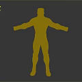 Futuristic Sci Fi Character In Blue Armored Suit With Glowing Elements And Open Arms Pose
