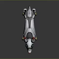 Mechanical Dog Robot Character With White Metal Body And Red Ears
