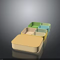 Colorful Square Food Storage Containers As Practical Household Kitchen Items 3d model