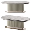 Modern Elegant Dining Table With Oval Textured Top And Ribbed Metal Base Design