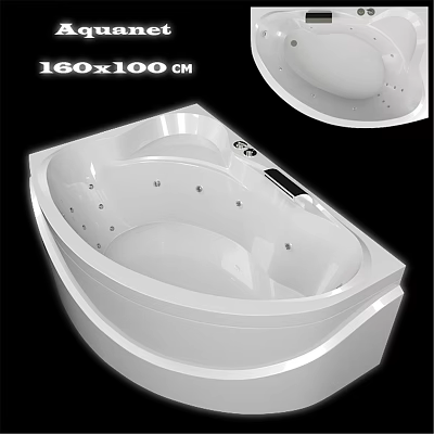Modern White Bathtub with Massage Jets and 160x100 cm Dimensions 3d model
