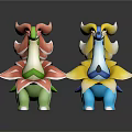 Colorful Flower Shaped Pokemon Figurines With Pink Green Yellow Blue Designs