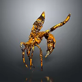 3D Character Model Of Golden Insect Creature With Metallic Texture And Detailed Wings Legs