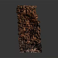 Rustic Red Brick Wall With Textured Surface And Moss On Black Reflective Base 3d model
