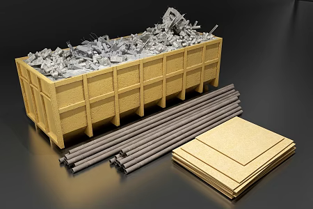 Modern dustbin construction waste 3d model