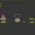 Set Of Traditional Copper Decorative Lamps With Intricate Cutouts And Reflective Bases