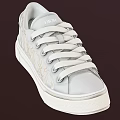Gray Sneakers With Gold Embroidered Logo White Laces And Beige Sole