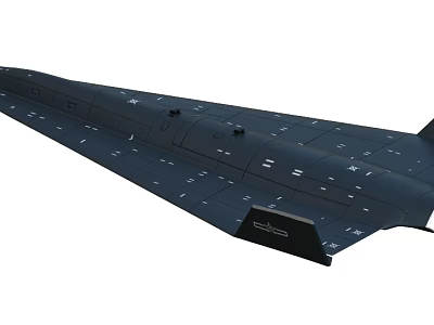 Black Stealth Bomber Aircraft With Surface Star Insignia And Serial Number 3d model