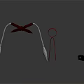 Decorative Scene Components With Metal Stand Bow Red Loop And Black Object