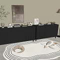 Modern Gray Entryway Cabinet And Sideboard With Decorative Items Plant And Wall Art